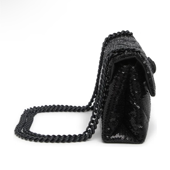 KURT GEIGER LONDON Mini Kensington Black Sequins Shoulder Bag - Picture 5 of 6